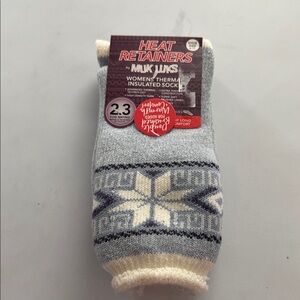 Muk Luks Blue and Cream Thermal Socks